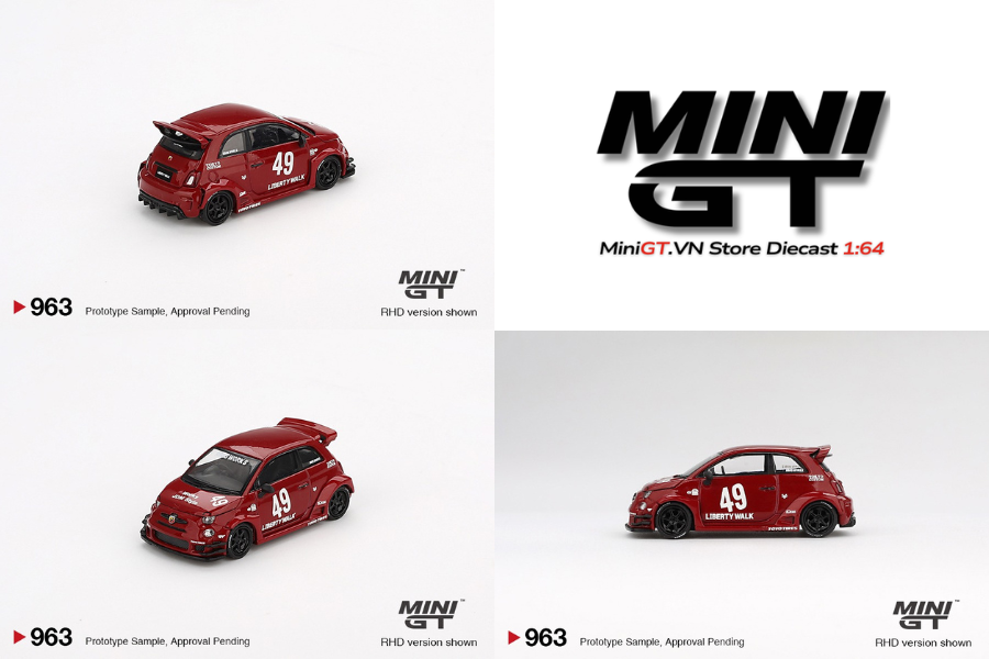 MÔ HÌNH XE MINI GT Card Version MGT00963 LB-WORKS x Abas Works ABARTH 595 Red Thumbnail