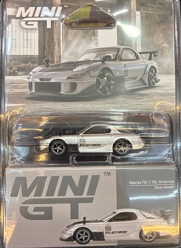MÔ HÌNH XE Mini GT CARD VERSION MGT01106 Mazda RX-7 RE-Amemiya Silver Metallic