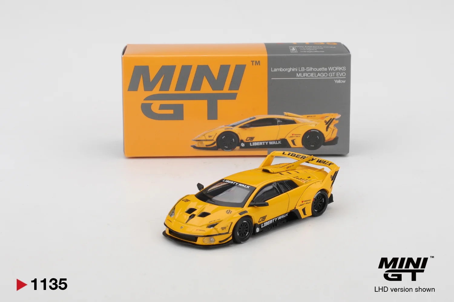 MÔ HÌNH XE Mini GT Box Version MGT01135 Lamborghini LB-Silhouette WORKS MURCIELAGO GT EVO Yellow