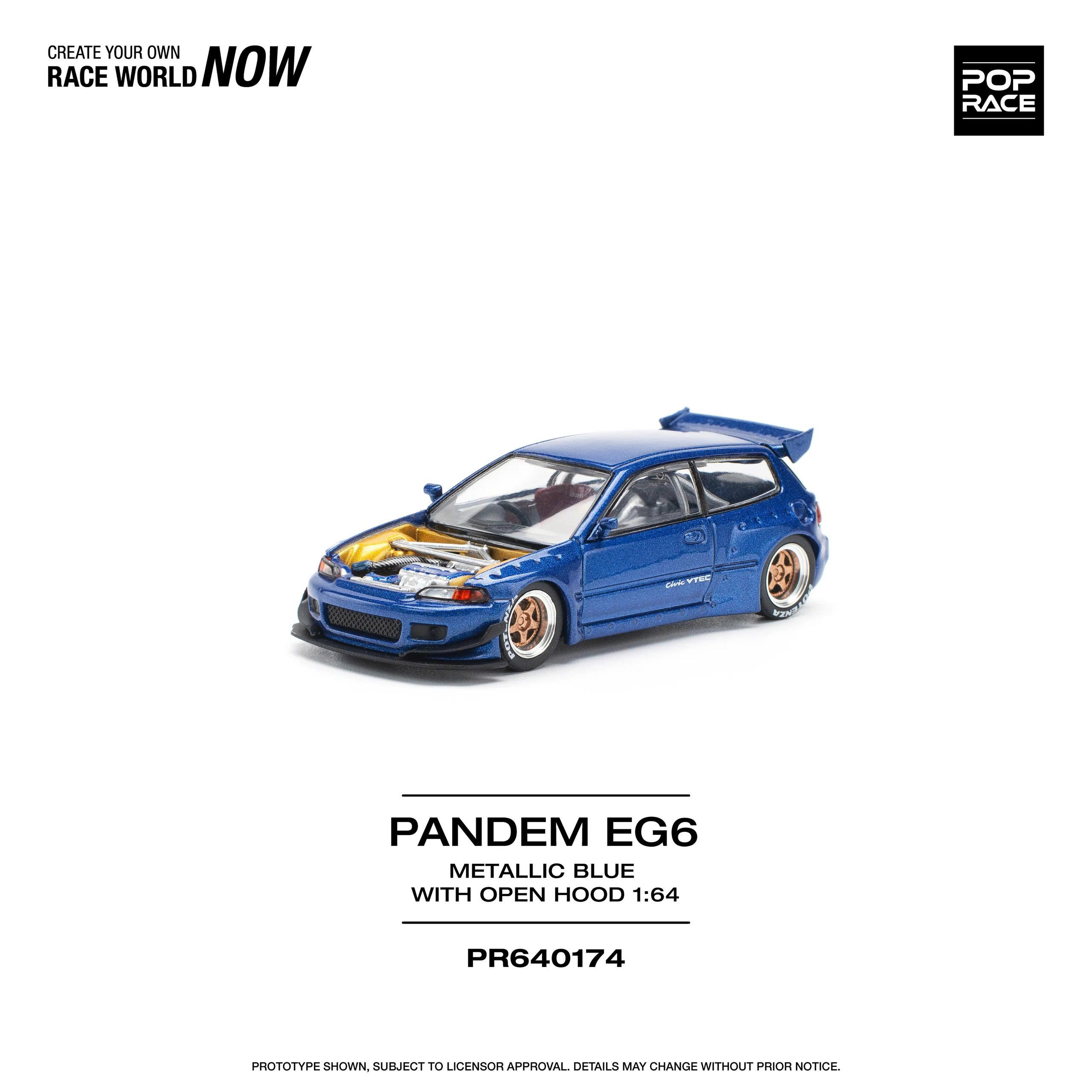 Poprace PR640174 PANDEM CIVIC EG6 METALLIC BLUE WITH OPEN HOOD